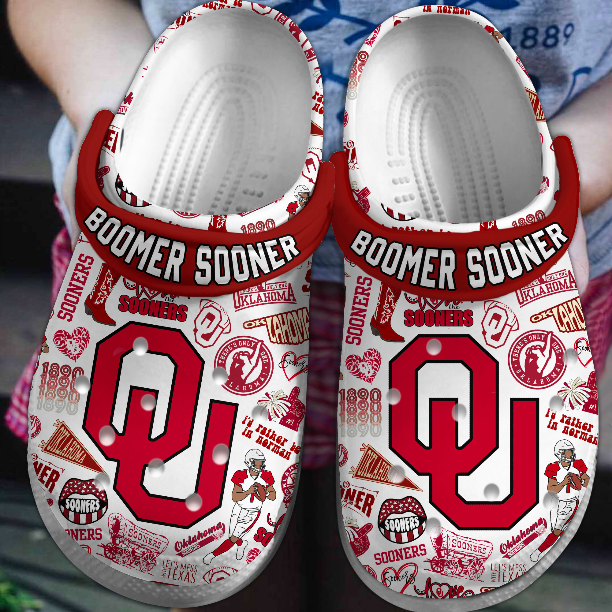 Oklahoma Sooners NCAA Sport Crocs Crocband Clogs Shoes for standing all
