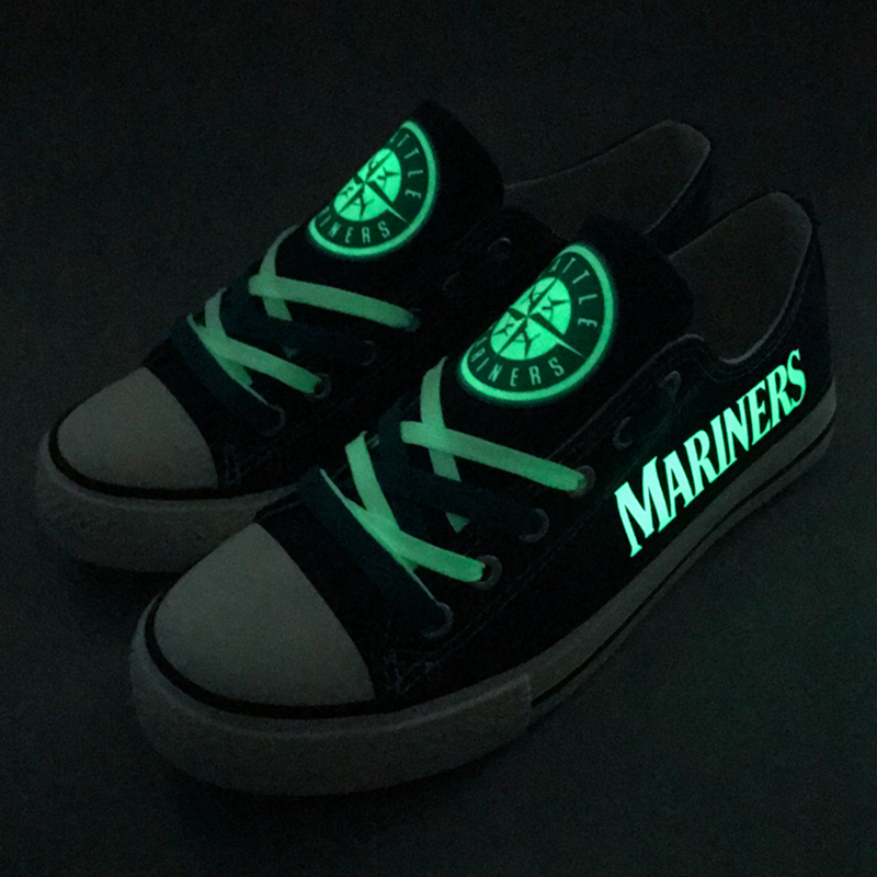 Seattle Mariners Limited Print MLB Baseball Fans Luminous Low Top Canvas Shoes Sport Sneakers T-DJ76LY
