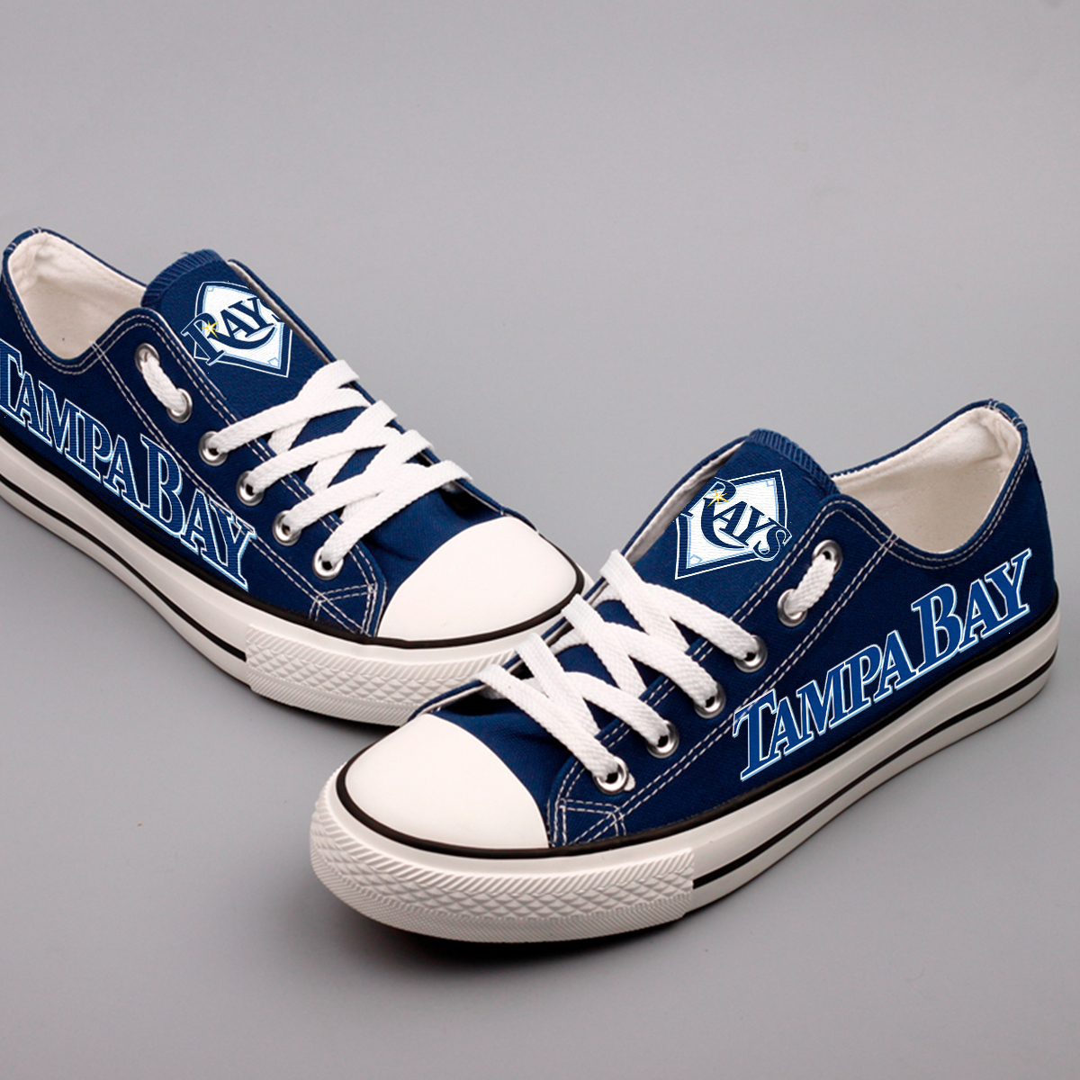 Tampa Bay Rays Limited Print MLB Baseball Fans Low Top Canvas Shoes Sport Sneakers T-DJ122L