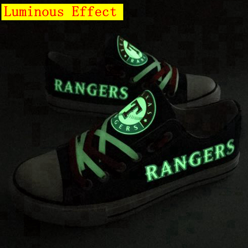 Texas Rangers Limited Print MLB Baseball Fans Luminous Low Top Canvas Shoes Sport Sneakers T-DJ77LY
