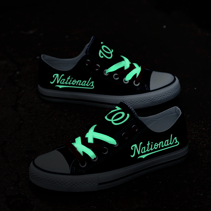 Washington Nationals Limited Print MLB Baseball Fans Luminous Low Top Canvas Shoes Sport Sneakers T-DV292LY